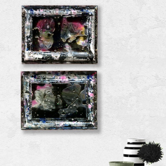 2 Framed Abstract Resin Paintings, by Kathy Morton Stanion - Secret Thoughts 1 - Picture 2 of 5